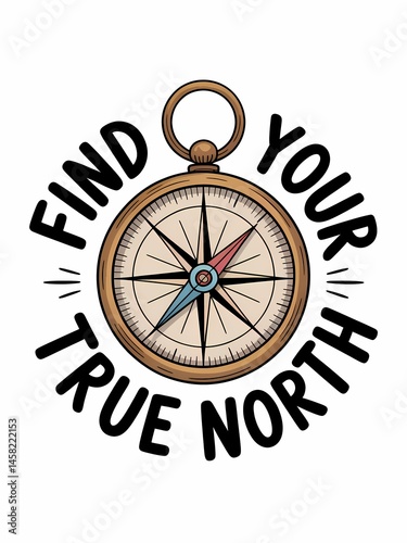 A vintage compass graphic with the inspiring message 'Find Your True North' ideal for various design applications