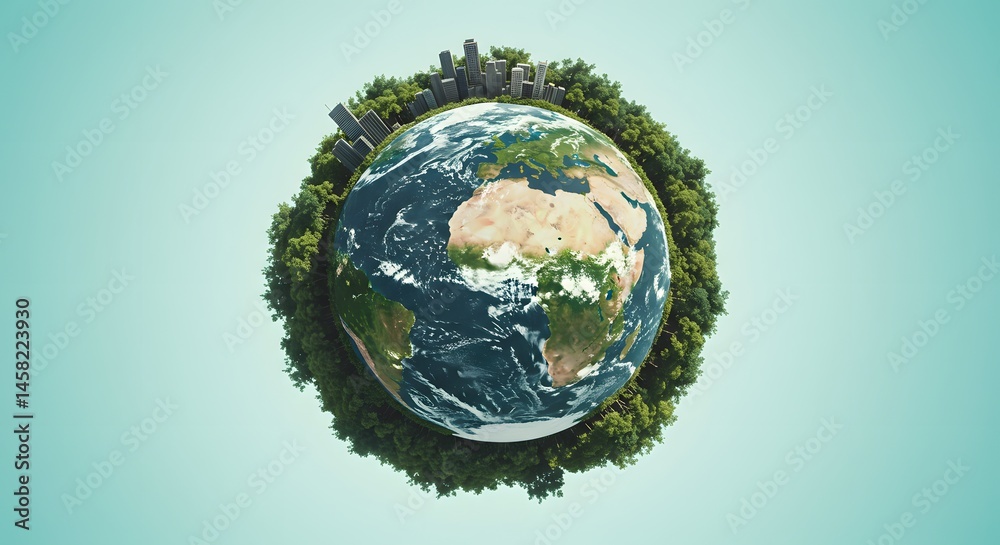 Fototapeta premium Our Green Planet: A Sustainable Future with Urban Harmony