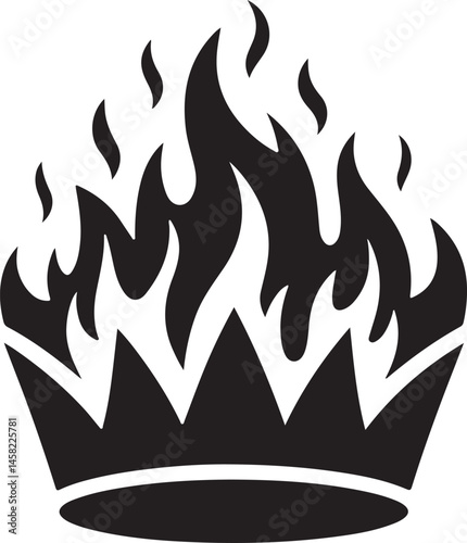 Crown with Flames Silhouette Vector Illustration of Royal Crown on Fire Perfect for Power, Authority and Victory Concept Designs