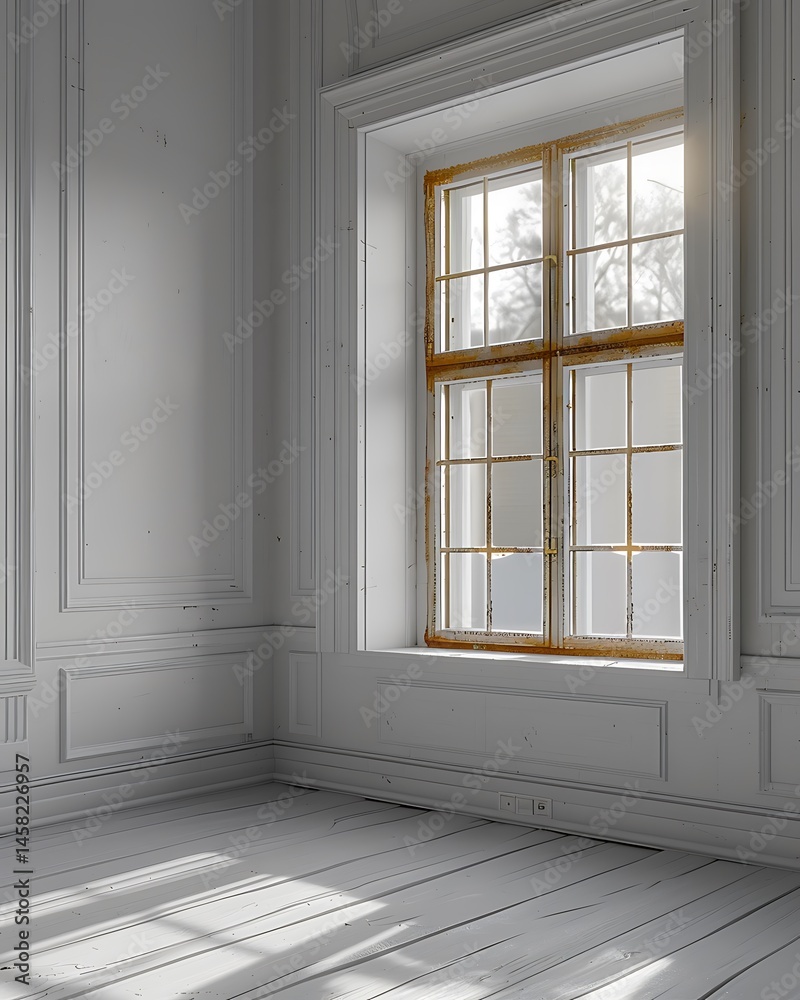 Fototapeta premium Daylight through modern tall window high resolution picture