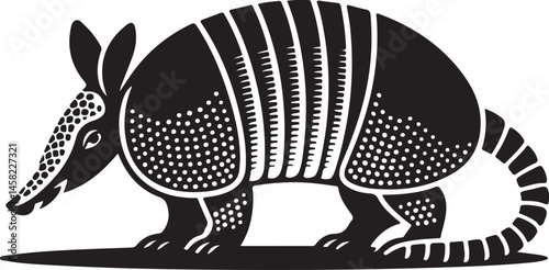 Armadillo Silhouette Vector Illustration of Unique Armored Animal Perfect for Wildlife, Nature, Forest, and Zoological Educational Designs