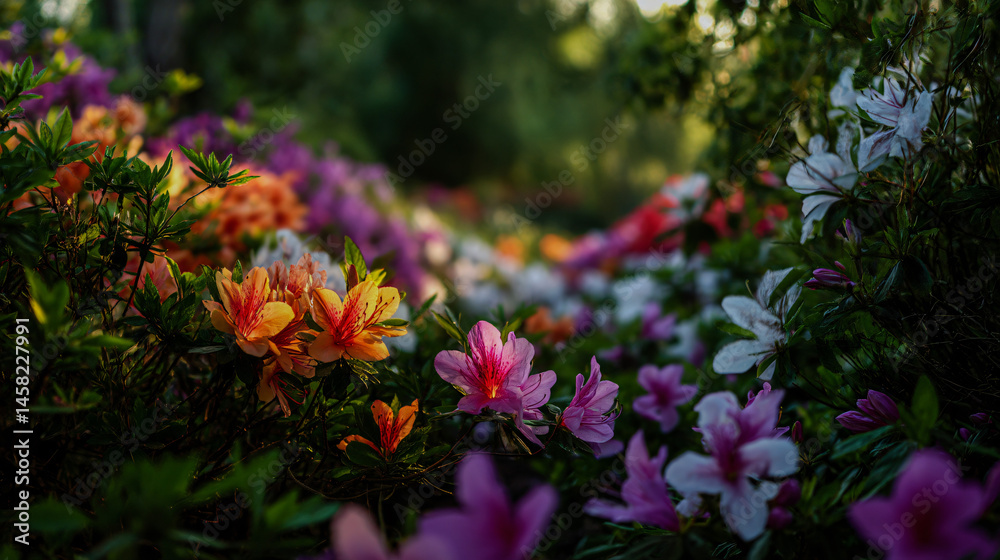 Obraz premium Beautiful spring flowers bloom in park pubic hair nature’s colorful display