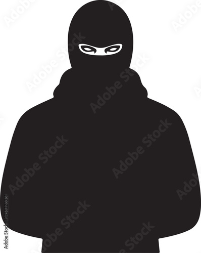 Thief Masked Man Silhouette Vector Illustration of Robber or Burglar Character for Security, Crime, Caution and Danger Awareness Concepts