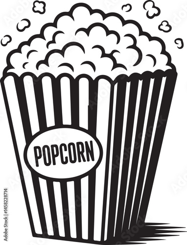Popcorn Box Silhouette Vector Illustration of Movie Theater Snack Perfect for Entertainment, Cinema, Festival and Party Food Designs