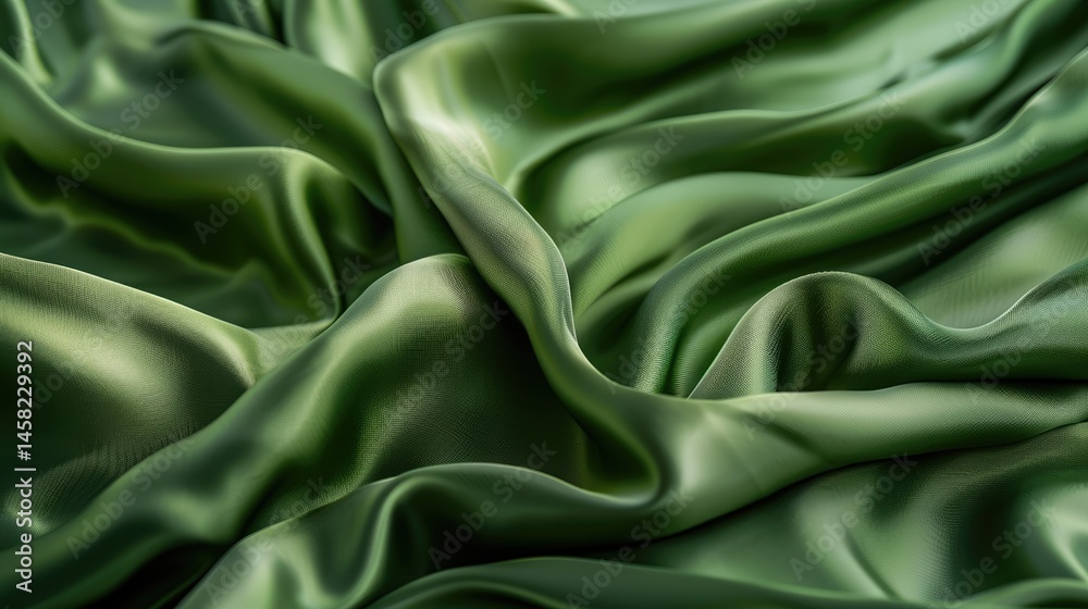 Obraz premium Soft, flowing abstract background of green fabric, delicate texture, artistic fabric concept.