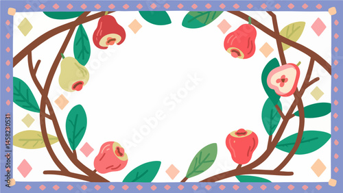 Fruit pattern, fruit vector pattern surrounds the boundary.