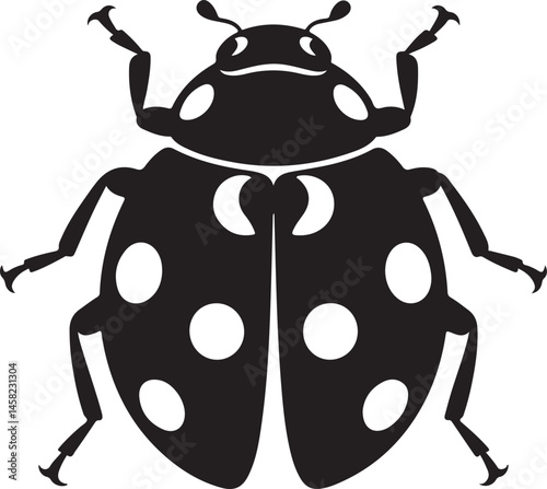 Ladybug Silhouette Vector for Garden Decor, Insect-Themed Crafts, Nature Education, and Entomology-Inspired Design Projects