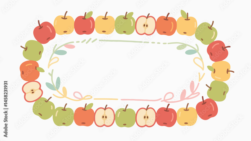 Fototapeta premium Fruit pattern, fruit vector pattern surrounds the boundary.