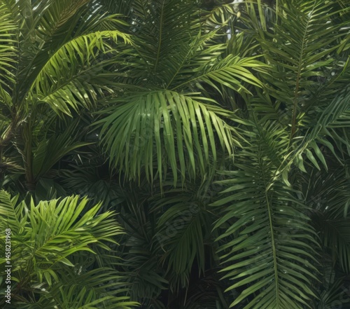 Wallpaper Mural Lush green palm fronds, sunlight dappled, vibrant texture ,  nature,  vibrant Torontodigital.ca