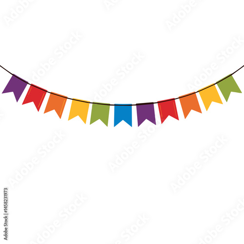Rainbow flags celebrating Pride Month against a white background  