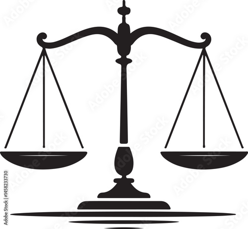Scales of Justice Silhouette Vector for Legal Services, Law Firms, Attorneys, Court Icons