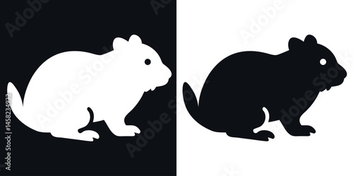 Hamster Silhouette Icon Vector in Black and White