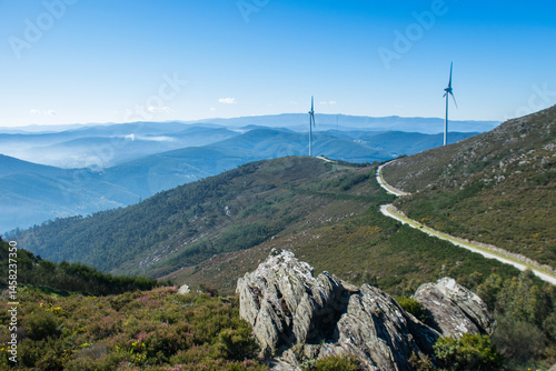 View of hills with mountain road photo
