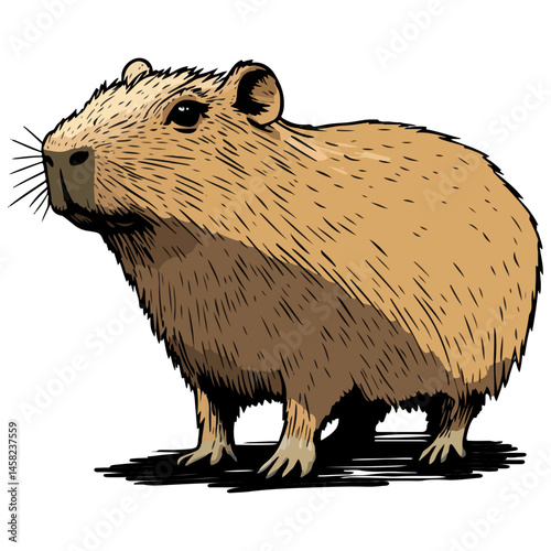 capybara, animal, vector, transparent background, farm, mammal, nature, wildlife, shaggy, zoo, furry, small, cute, rodent
