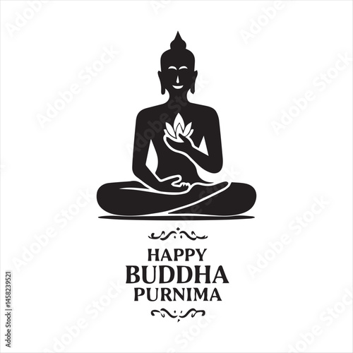Happy Buddha Purnima Celebration Illustration,Buddha Purnima Festival Vector Art,Elegant Buddha Purnima Design,Buddha Purnima Minimalist Silhouette,Spiritual Buddha Purnima Artwork