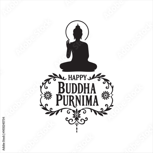 Happy Buddha Purnima Celebration Illustration,Buddha Purnima Festival Vector Art,Elegant Buddha Purnima Design,Buddha Purnima Minimalist Silhouette,Spiritual Buddha Purnima Artwork