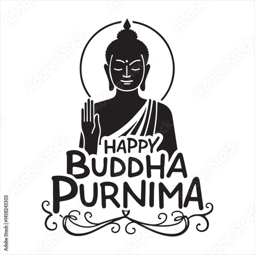 Happy Buddha Purnima Celebration Illustration,Buddha Purnima Festival Vector Art,Elegant Buddha Purnima Design,Buddha Purnima Minimalist Silhouette,Spiritual Buddha Purnima Artwork