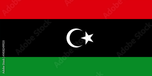 Libyan flag, national banner. Poster