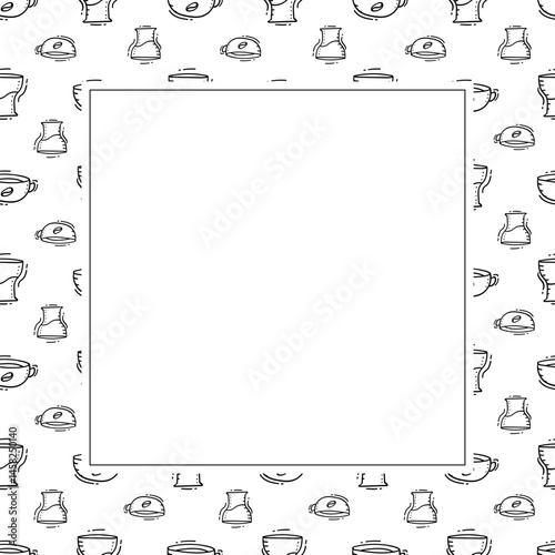 kitchen utensil frame. doodle kitchenware square frame. kitchen background