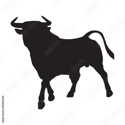silhouette of a bull with big horns