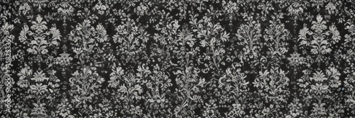 Intricate black & white damask wallpaper; seamless gothic floral pattern , contrast, damask, shadow