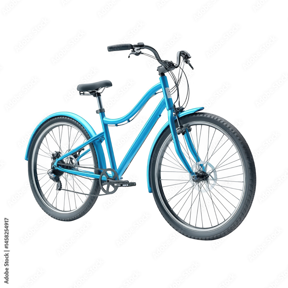 Blue bicycle with black seat isolated on transparent background Blue bicycle with black seat isolated on transparent background