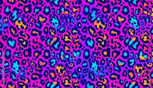 Vibrant Neon Leopard Print Seamless Pattern Design Ideal for Fashion Textile Fabric Background