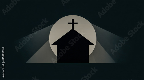 Church building symbolic representation icon