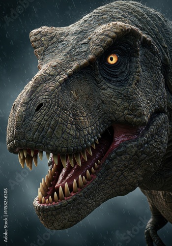 Realistic tyrannosaurus rex portrait detailed dinosaur head close up