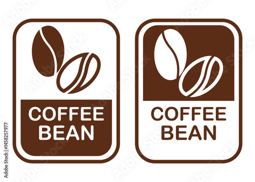 Two Coffee Bean Labels Brown and White Design