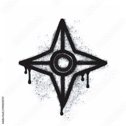 Shuriken spray icon isolated on white background. Shuriken spray graffiti icon in black on white background.