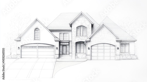 House - house, home, architecture, building, residential, sketch, drawing, illustration, blueprint