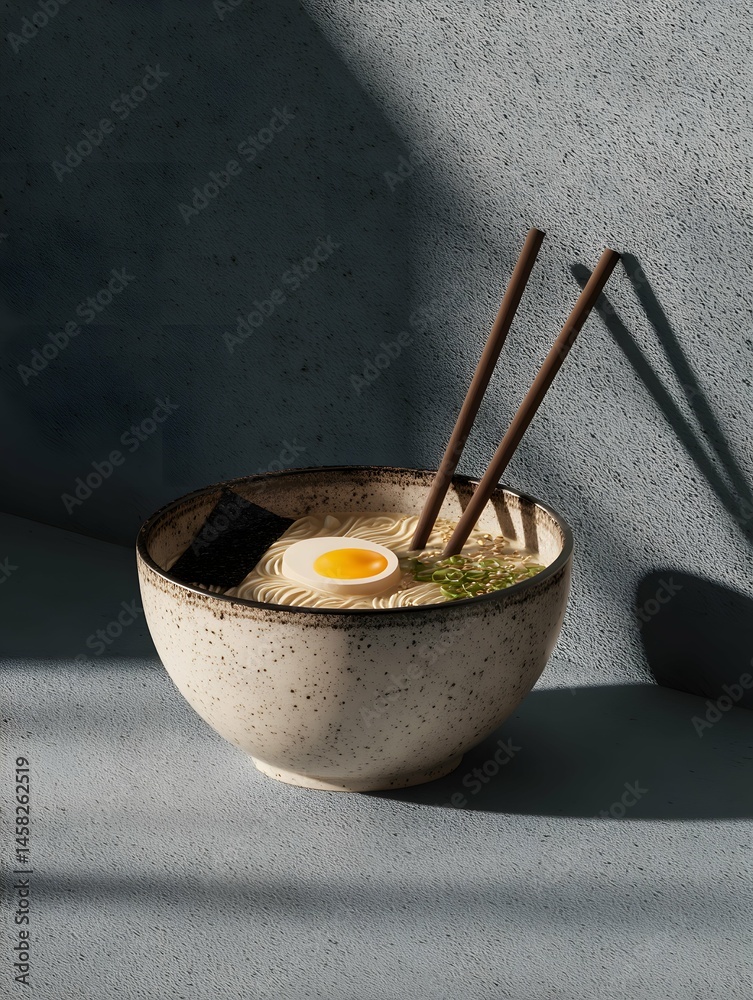 Minimalist ramen bowl mockup optimized for branding and packaging presentations in studio lighting.