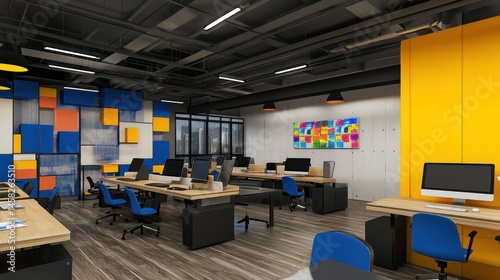 Wallpaper Mural Modern office interior design with vibrant colors and geometric patterns Torontodigital.ca