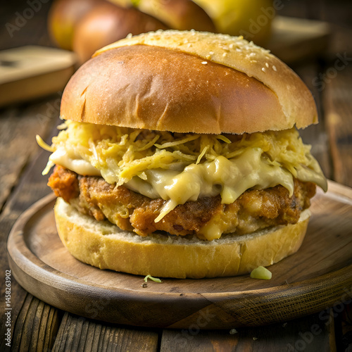 Juicy Cheeseburger with Melted Cheese and Sesame Seed Bun
