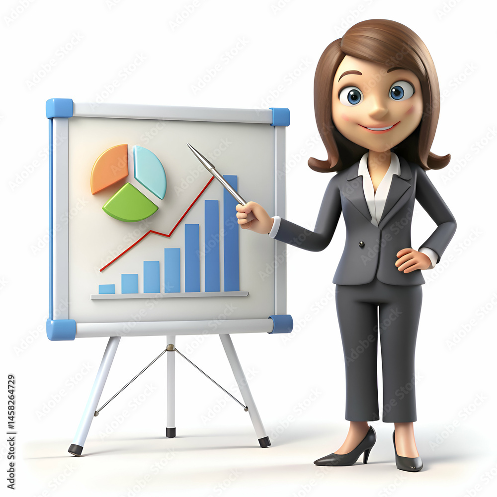 Businesswoman Presenting Growth Chart. Financial Success Strategy Businesswoman Presenting Growth Chart. Financial Success Strategy