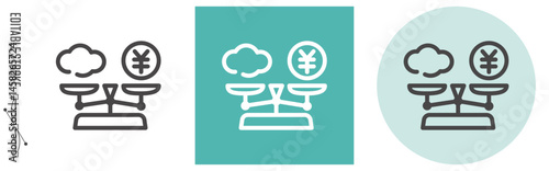 カーボンクレジット・カーボンプライシング｜ライン・アイコン　[線の編集可能]