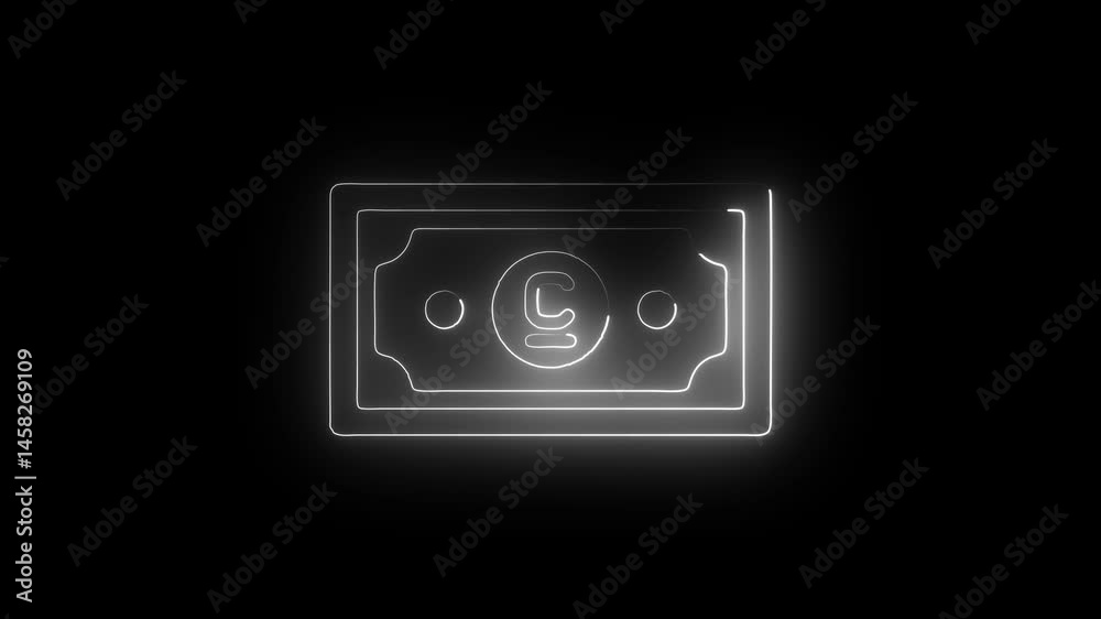 Glowing neon som icon isolated on black background. HD Video motion graphic animation