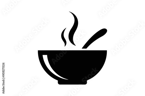 Bowl of hot soup with spoon vector illustration