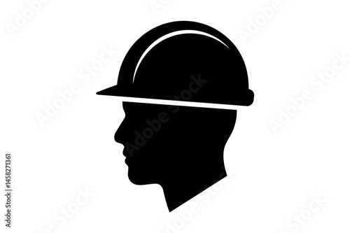 Construction worker safety helmet head silhouette