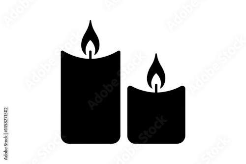 Two black candle flame light vector illustration
