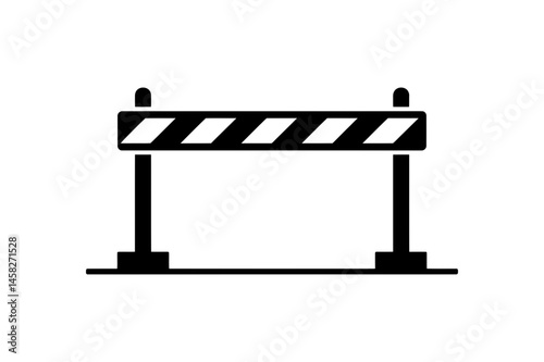 Road construction barrier traffic block black icon