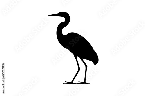 Black heron silhouette vector bird illustration art