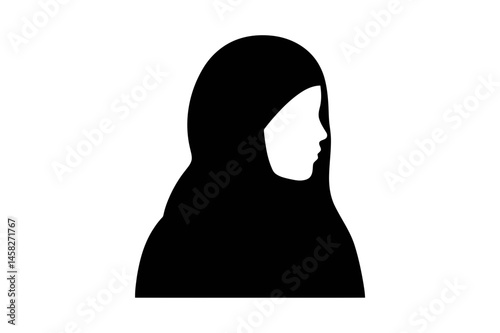 Woman in hijab silhouette vector muslim culture