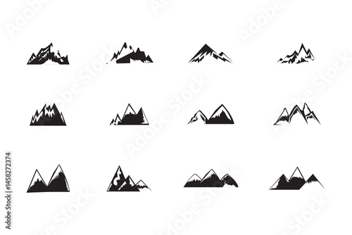 Set of mountains icons. mountain silhouette icon set vector logo design. Mountains icon vector set white background. vector illustrator.