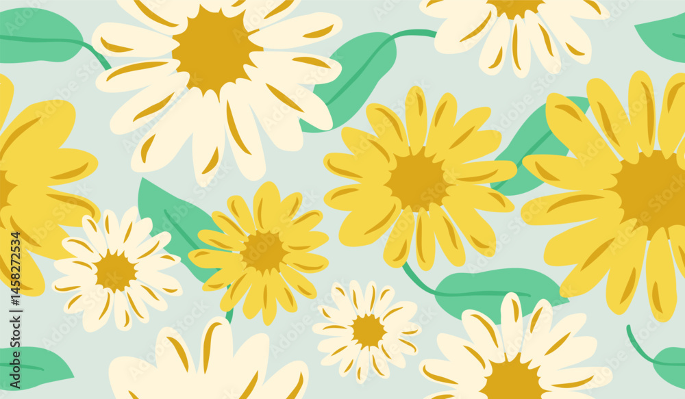 Cute sunflower pattern background vector design Cute sunflower pattern background vector design