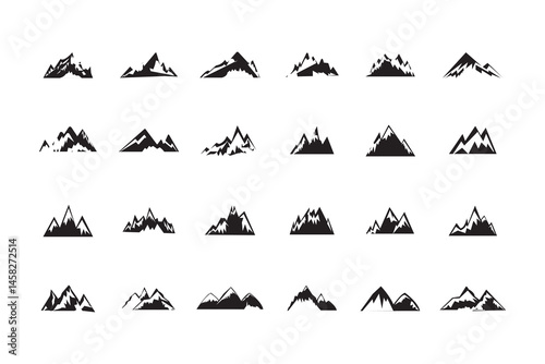Set of mountains icons. mountain silhouette icon set vector logo design. Mountains icon vector set white background. vector illustrator.