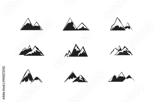 Set of mountains icons. mountain silhouette icon set vector logo design. Mountains icon vector set white background. vector illustrator.