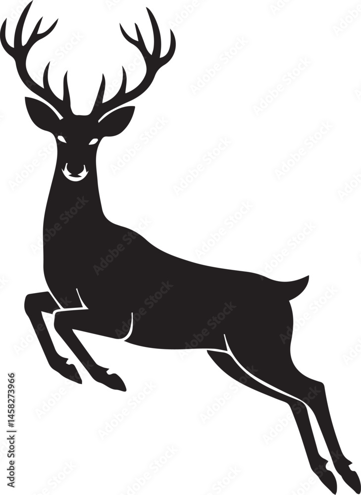 Fototapeta premium Leaping Deer Silhouette Majestic Buck in Motion