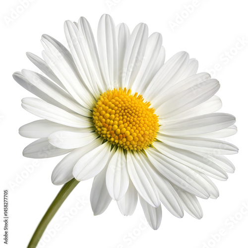 Front View of Common Daisy Flower with White Petals and Yellow Core – High-Resolution Vector Image for Invitations, Spring Themes, Decorative Papers, Nature Logos, and Design Templates